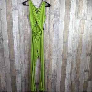 J for Justify Size Small Flare Leg Ribbed Twisted Front w/Belly Cutout Jumpsuit